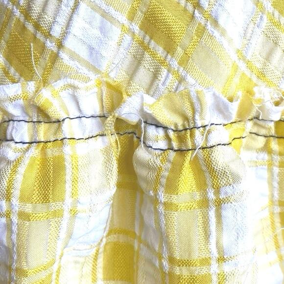 NEW FREE PEOPLE Beach Club Gingham Maxi Dress Size M Yellow White Tiered Raw Hem - Picture 7 of 10